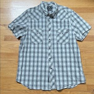 Lucky white and Gray Plaid s/s button down Shirt